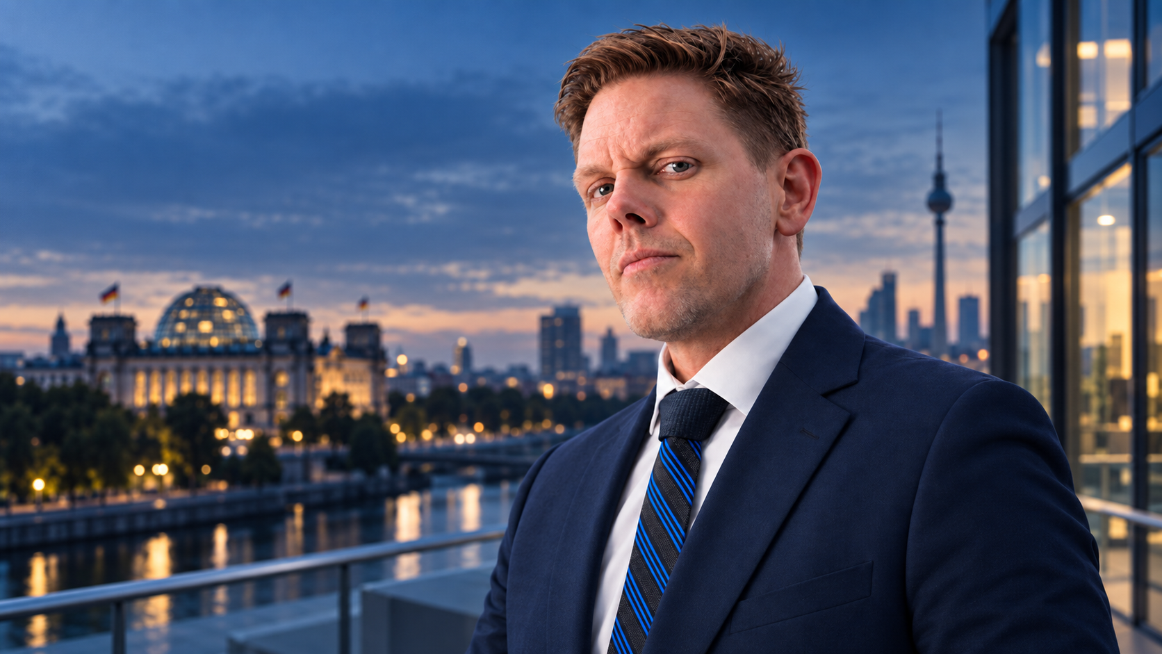 Ricky Gerd Fleischer vor der Berliner Skyline